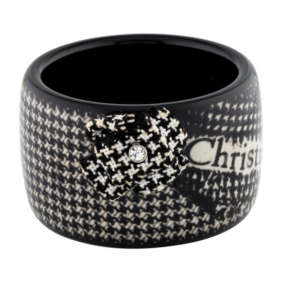 Authentic DIOR Vintage Houndstooth Resin Bangle Bracelet with Box - Picture 5 of 15